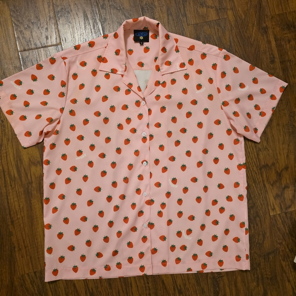 O'Mighty Pink Strawberry Button Down Shirt